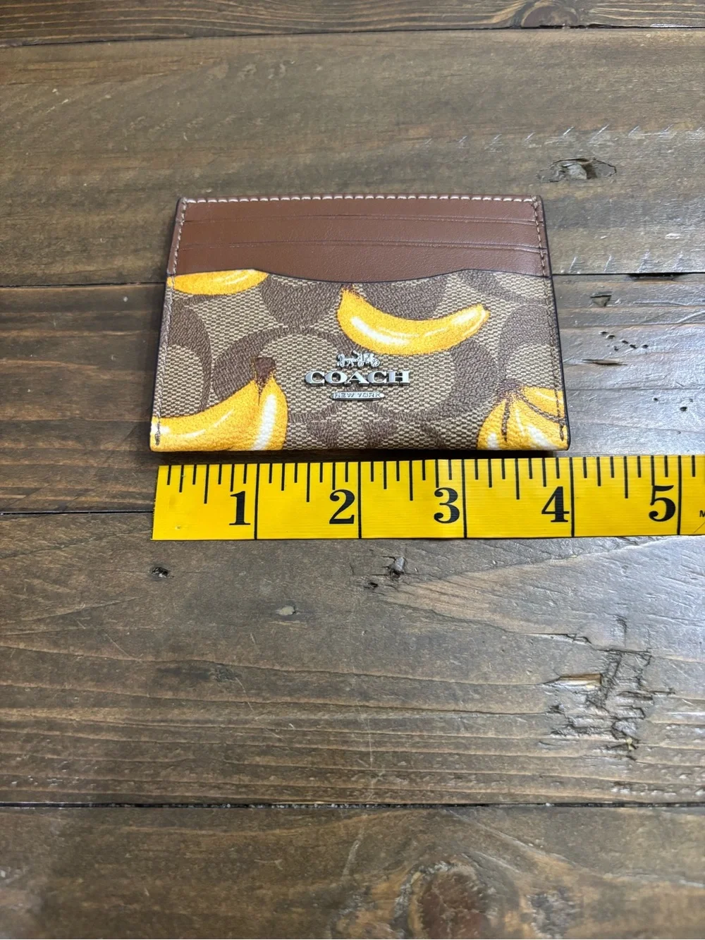 Coach Slim ID Card Case in Signature C and Banana Print
